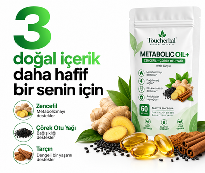 Toucherbal Metabolic Softgel Kapsülleri - Zencefil, Çörek Otu,Tarçın Kompleks